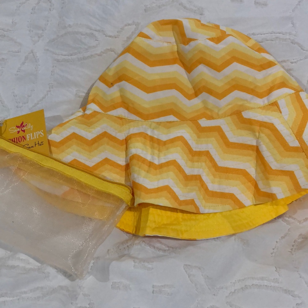 Yellow and White Zigzag Sun Hat with Wide Brim